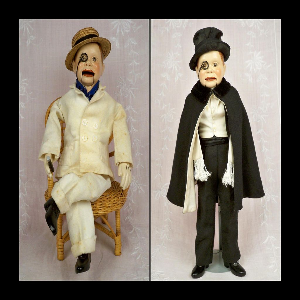 1930s Effanbee Charlie McCarthy 16 inch with Trunk, OOAK 25 piece wardrobe, 6 Vintage Hangers 1930s Effanbee Charlie McCarthy 16 inch with Trunk, OOAK 25 piece wardrobe, 6 Vintage Hangers