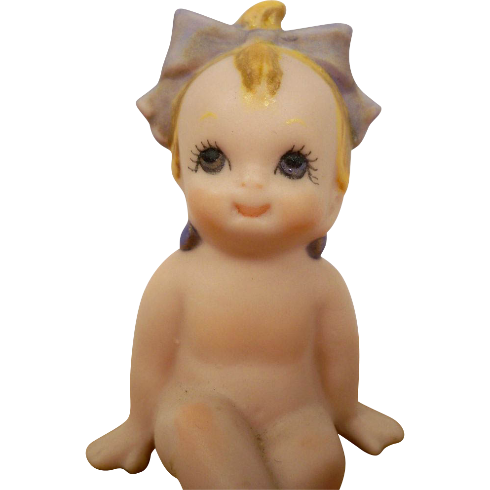 Vintage Wood Box with Bisque Action Kewpie Vintage Wood Box with Bisque Action Kewpie