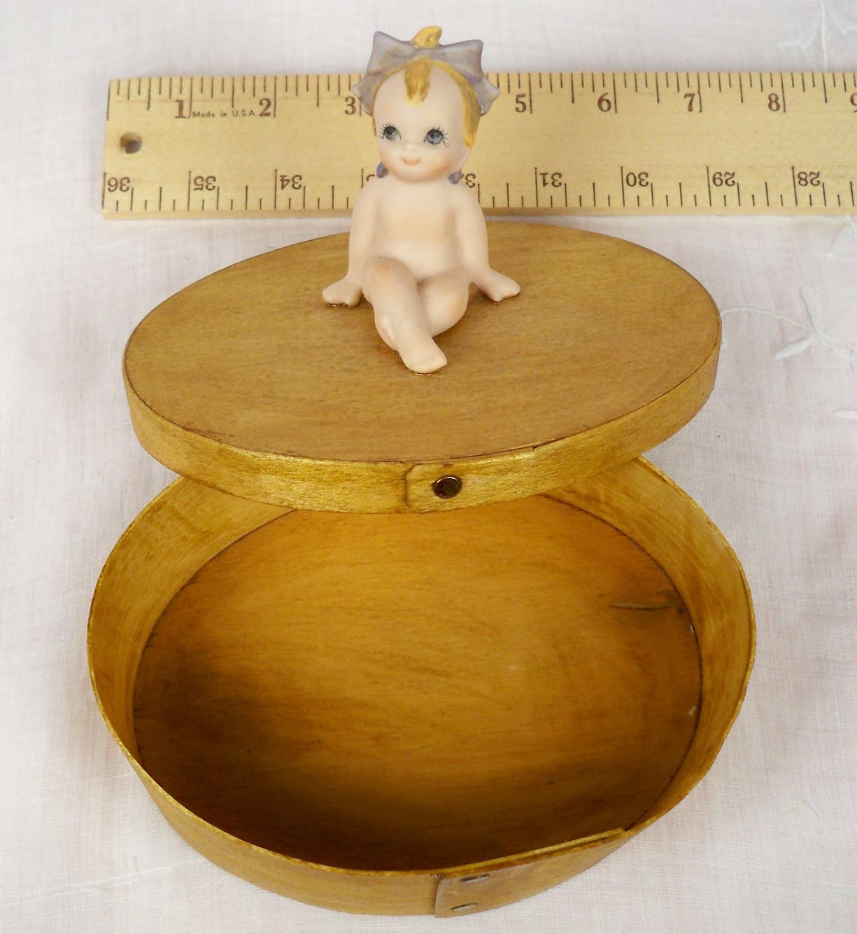 Vintage Wood Box with Bisque Action Kewpie Vintage Wood Box with Bisque Action Kewpie