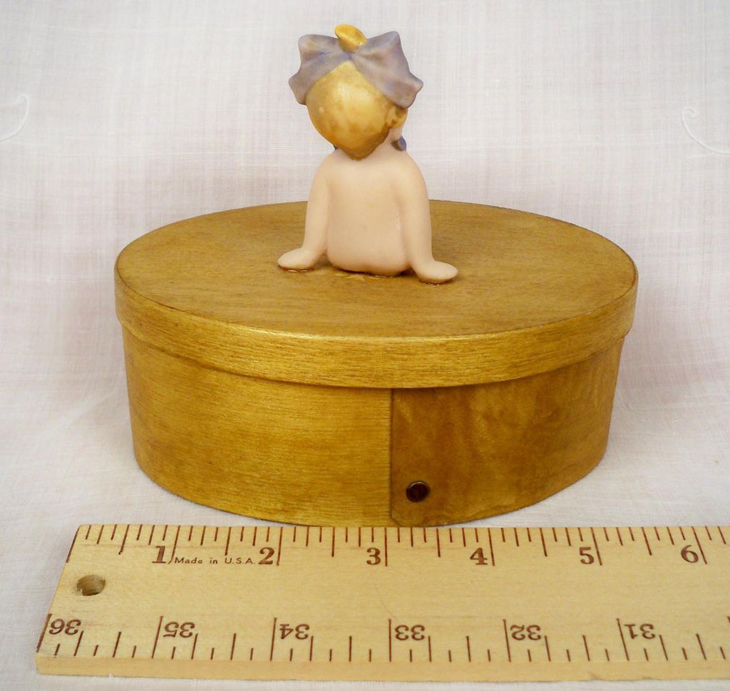 Vintage Wood Box with Bisque Action Kewpie Vintage Wood Box with Bisque Action Kewpie