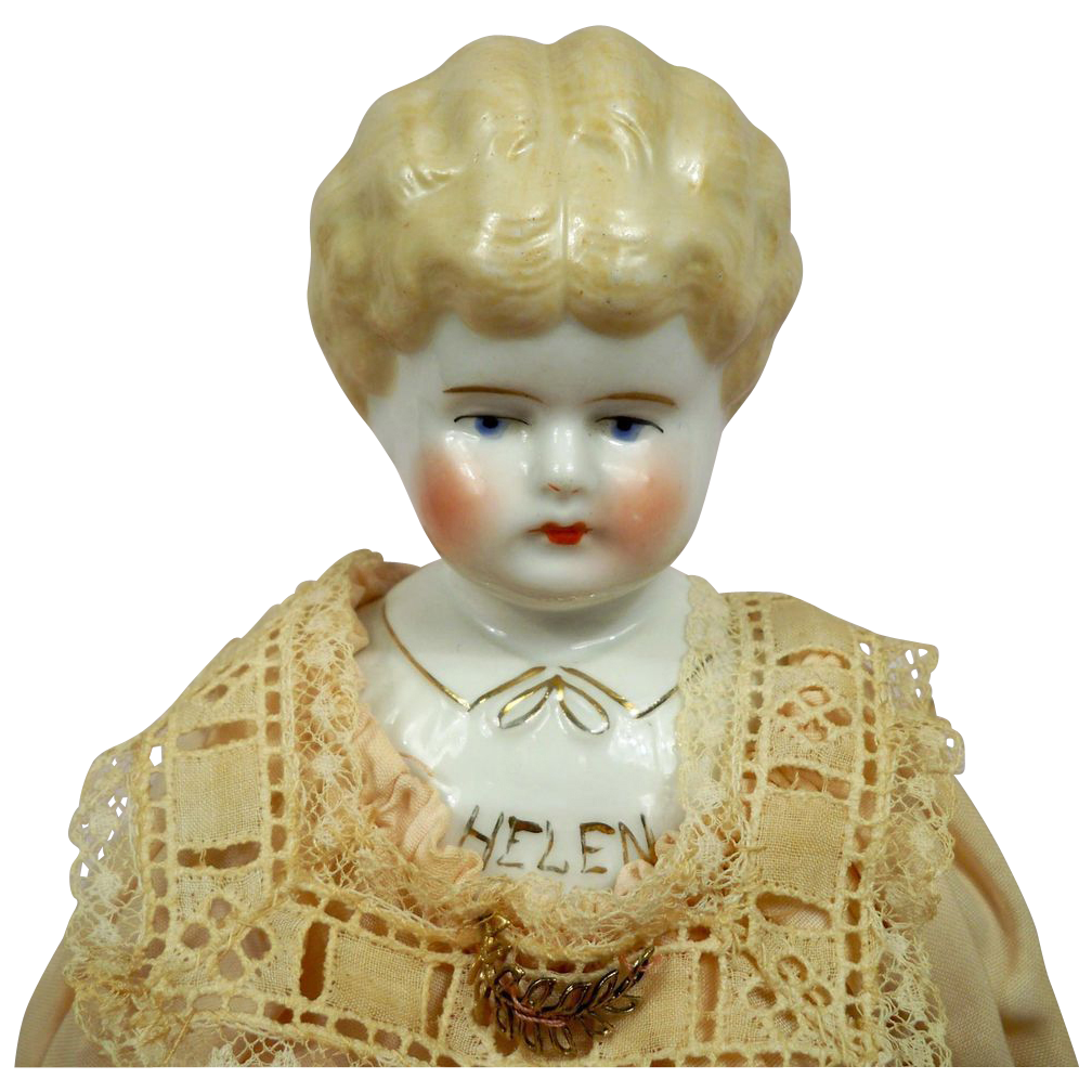 13-1/2 in Low Brow Antique "Helen" Pet Name German Hertwig China 13-1/2 in Low Brow Antique "Helen" Pet Name German Hertwig China