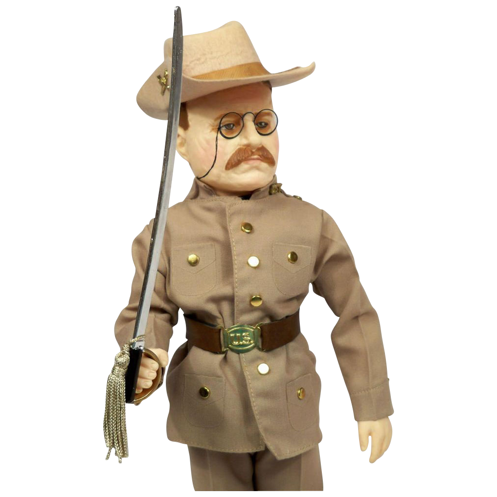 Effanbee Theodore "Teddy" Roosevelt, 16 inch in box with Inserts, Wrist Tag, Model 7903 from 1984 Effanbee Theodore "Teddy" Roosevelt, 16 inch in box with Inserts, Wrist Tag, Model 7903 from 1984