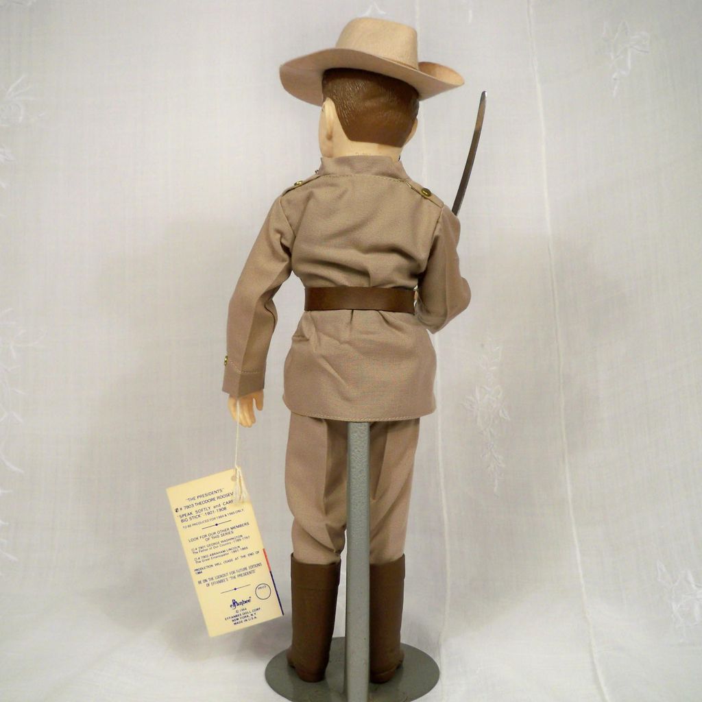 Effanbee Theodore "Teddy" Roosevelt, 16 inch in box with Inserts, Wrist Tag, Model 7903 from 1984 Effanbee Theodore "Teddy" Roosevelt, 16 inch in box with Inserts, Wrist Tag, Model 7903 from 1984