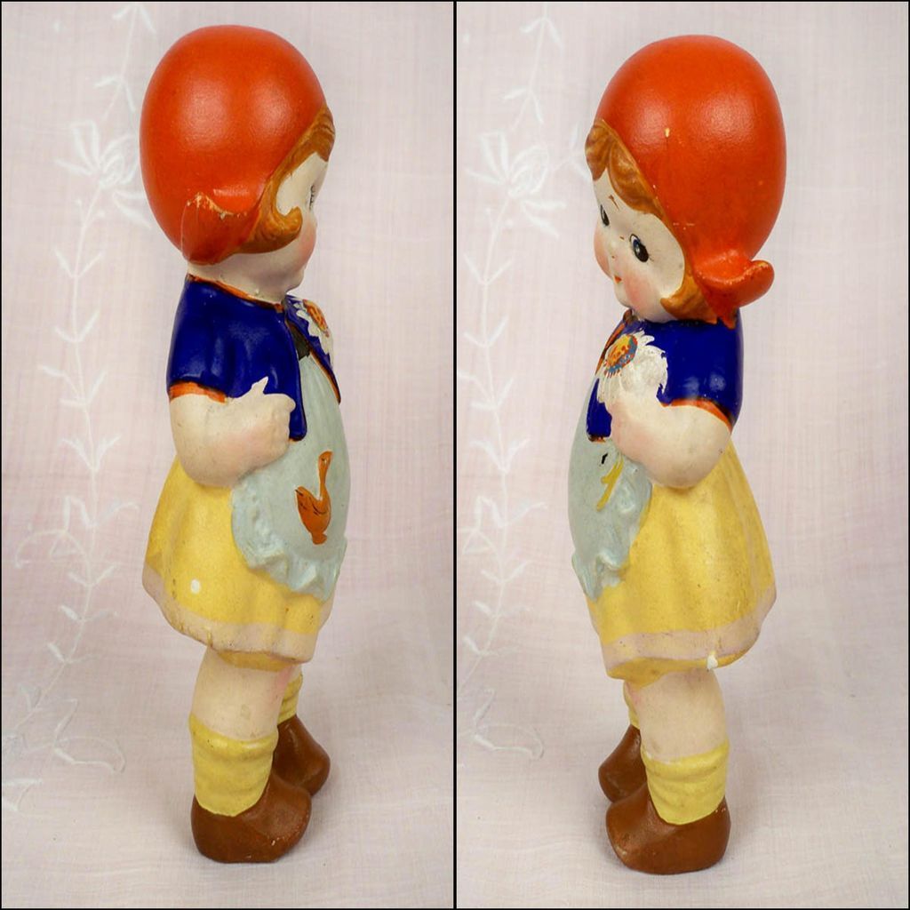Vintage Skippy and Dutch Girl Porcelain Figurine, Early 20th Century Vintage Skippy and Dutch Girl Porcelain Figurine, Early 20th Century