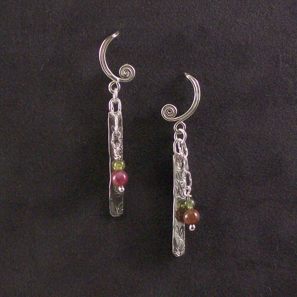 Sterling bar and crescent earrings Sterling bar and crescent earrings