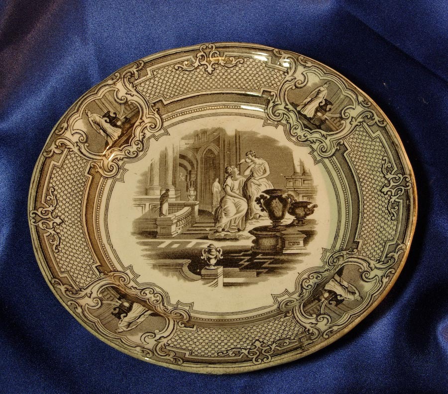 Podmore Walker Brown Transferware Plate - Minerva - 1800s Podmore Walker Brown Transferware Plate - Minerva - 1800s