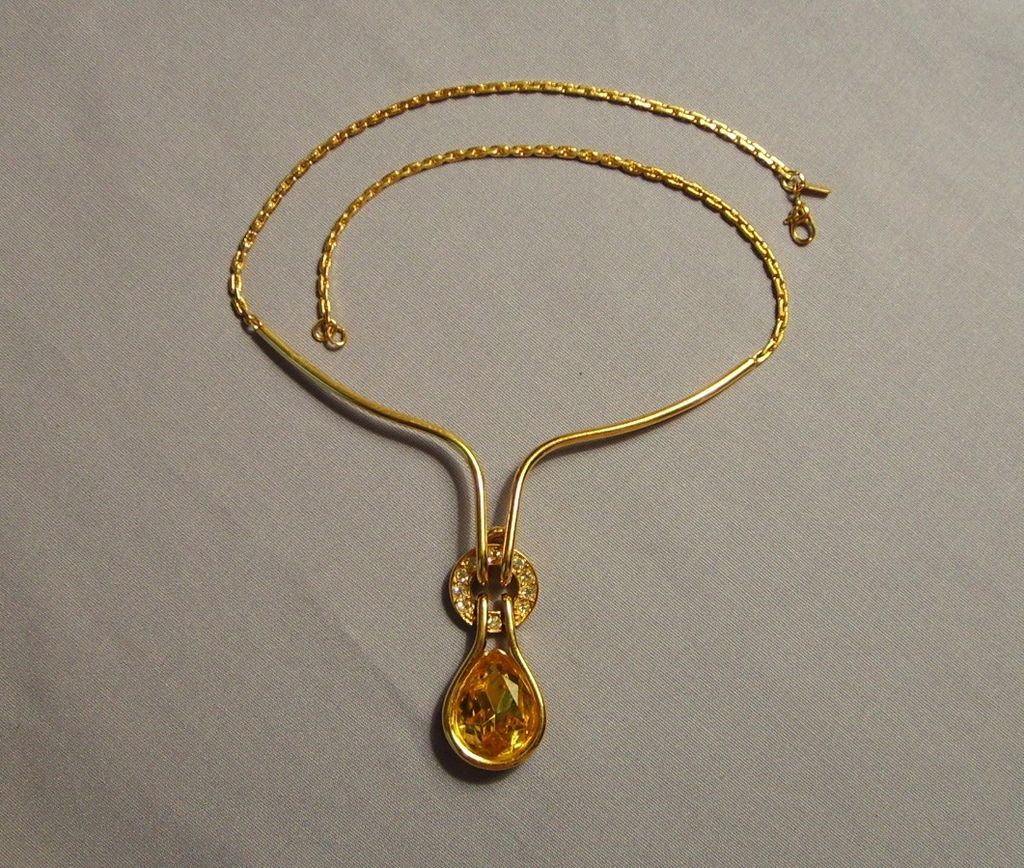 Monet Necklace Imitation Citrine Drop Rhinestone Vintage Monet Necklace Imitation Citrine Drop Rhinestone Vintage