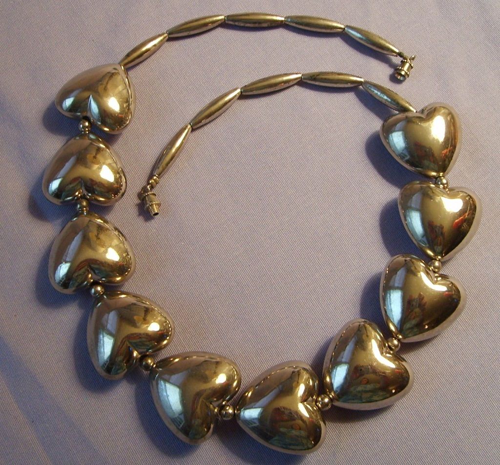 Vintage Puffy Heart Necklace silverplate 18" Vintage Puffy Heart Necklace silverplate 18"