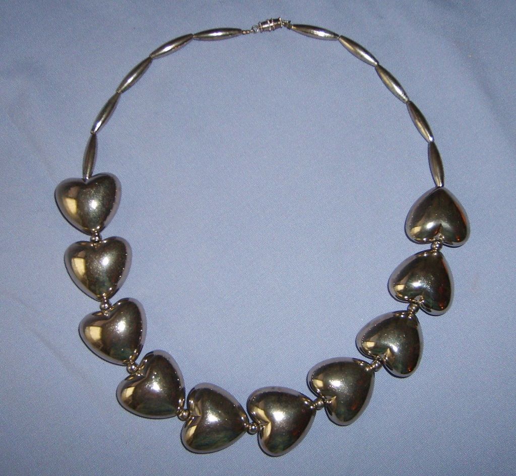Vintage Puffy Heart Necklace silverplate 18" Vintage Puffy Heart Necklace silverplate 18"