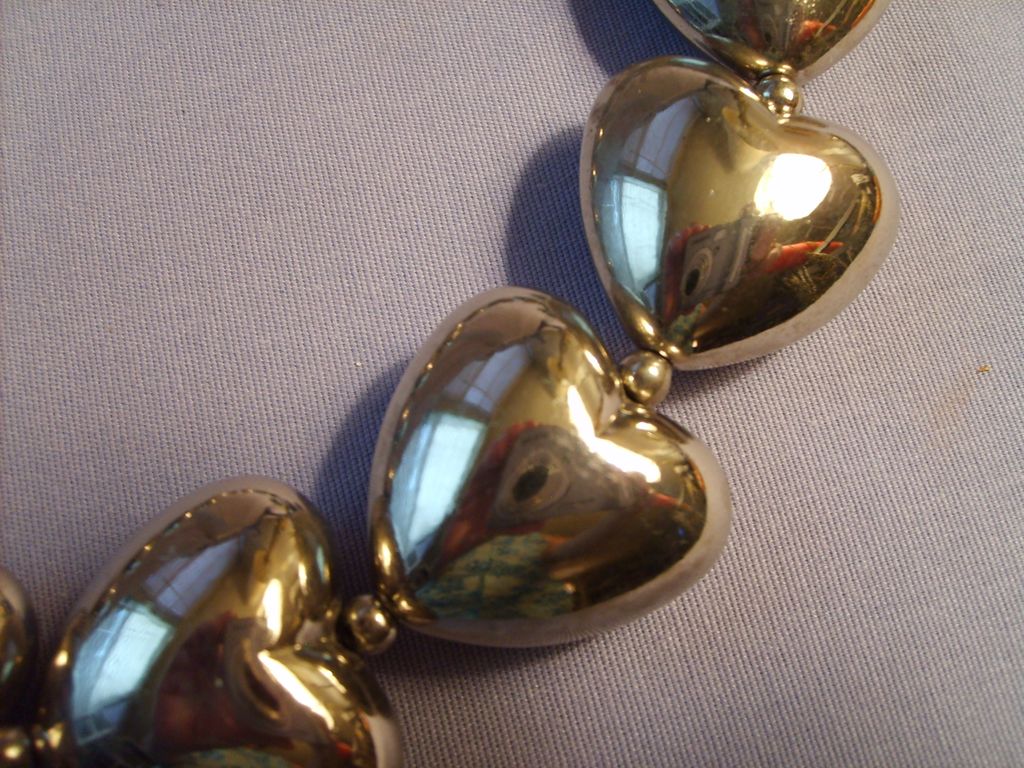 Vintage Puffy Heart Necklace silverplate 18" Vintage Puffy Heart Necklace silverplate 18"
