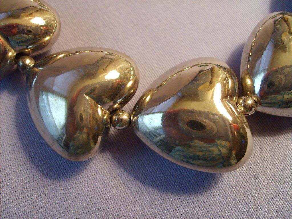 Vintage Puffy Heart Necklace silverplate 18" Vintage Puffy Heart Necklace silverplate 18"