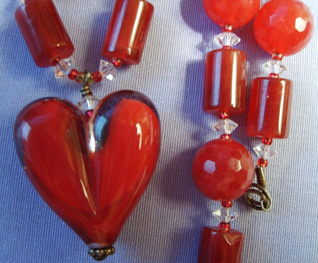 Glass Heart Necklace Sterling Crystal Vintage Glass Heart Necklace Sterling Crystal Vintage