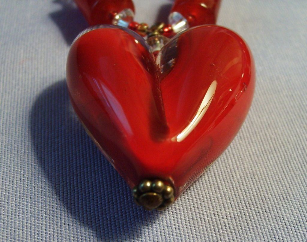 Glass Heart Necklace Sterling Crystal Vintage Glass Heart Necklace Sterling Crystal Vintage