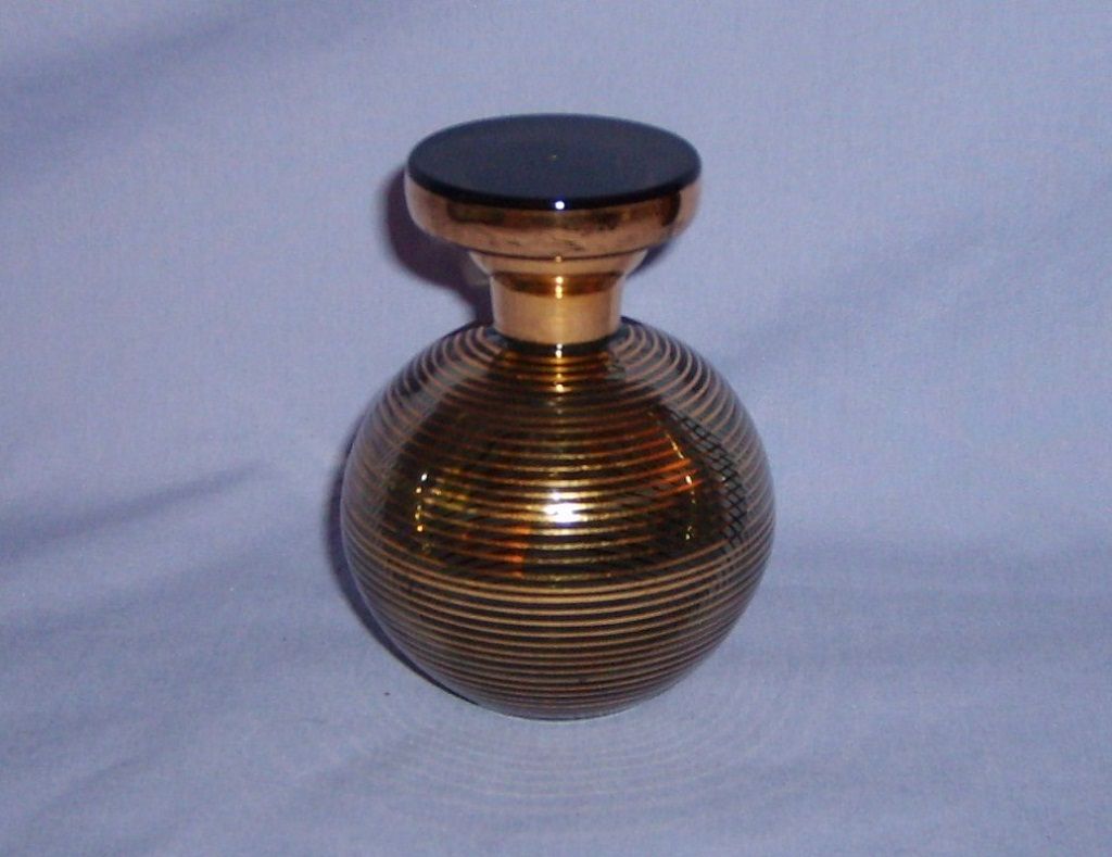 Perfume Bottle Venetian Glass Gilt over Green Vintage Perfume Bottle Venetian Glass Gilt over Green Vintage