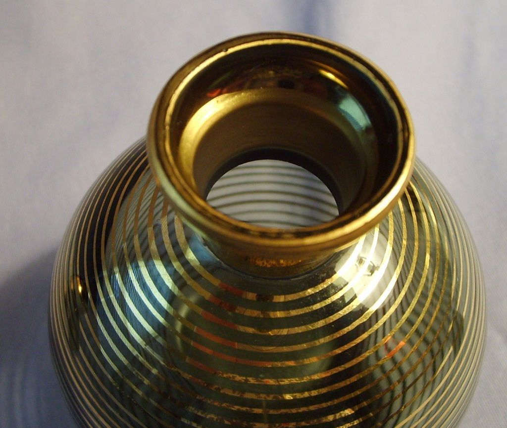Perfume Bottle Venetian Glass Gilt over Green Vintage Perfume Bottle Venetian Glass Gilt over Green Vintage
