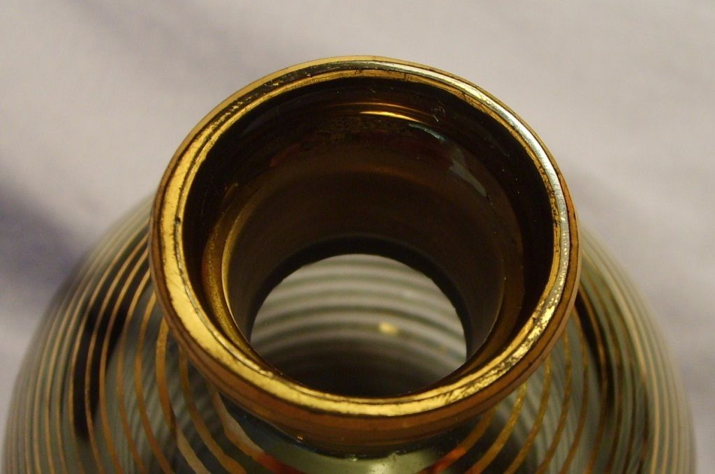 Perfume Bottle Venetian Glass Gilt over Green Vintage Perfume Bottle Venetian Glass Gilt over Green Vintage