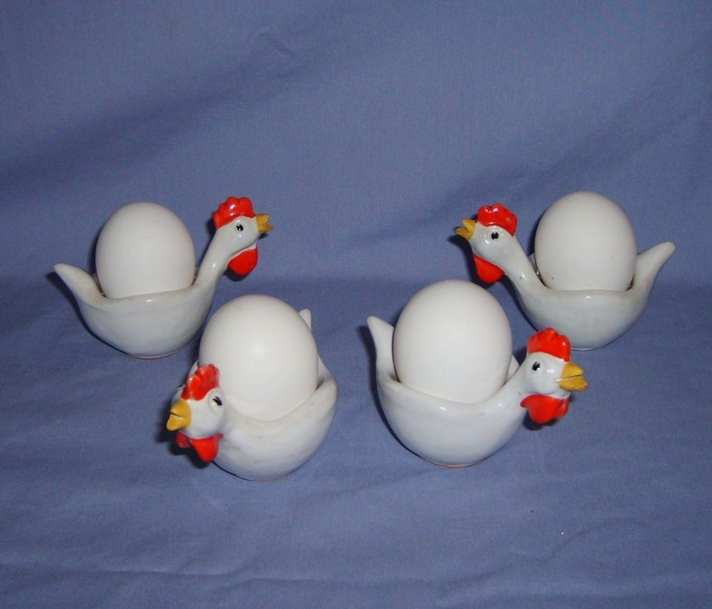 Chicken Egg Cup & Tray Breakfast Set Italian Pottery Italy Chicken Egg Cup & Tray Breakfast Set Italian Pottery Italy