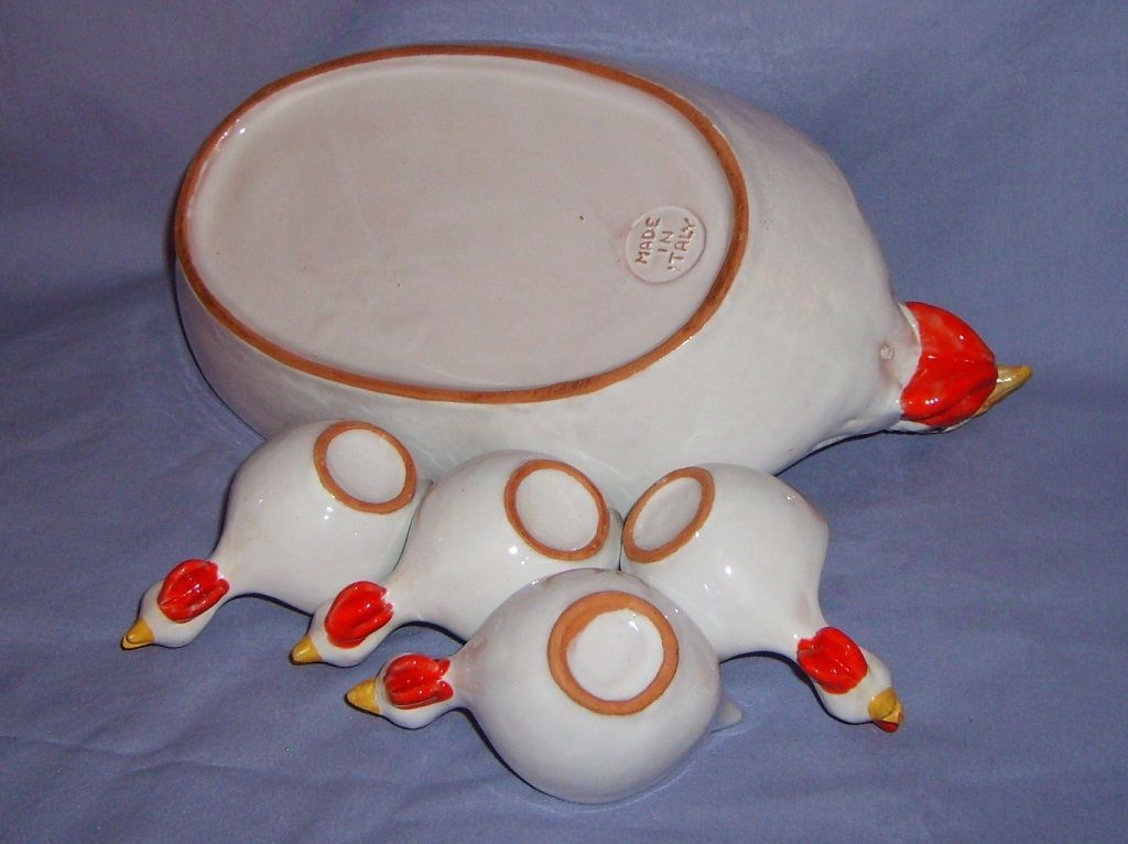 Chicken Egg Cup & Tray Breakfast Set Italian Pottery Italy Chicken Egg Cup & Tray Breakfast Set Italian Pottery Italy