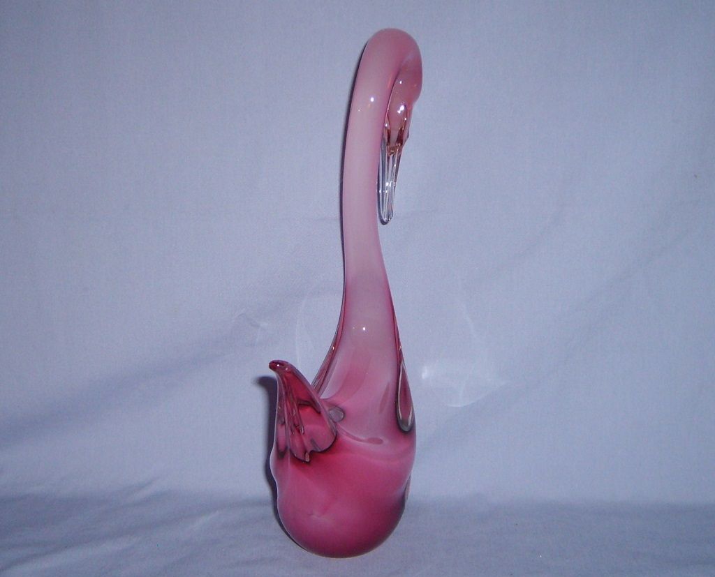 Murano Glass Seguso Pink Opalescent Sommerso Swan Large Vintage Italy Murano Glass Seguso Pink Opalescent Sommerso Swan Large Vintage Italy