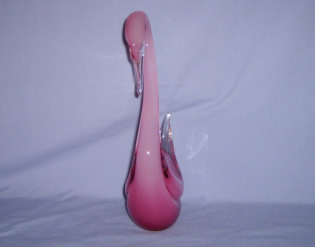 Murano Glass Seguso Pink Opalescent Sommerso Swan Large Vintage Italy Murano Glass Seguso Pink Opalescent Sommerso Swan Large Vintage Italy