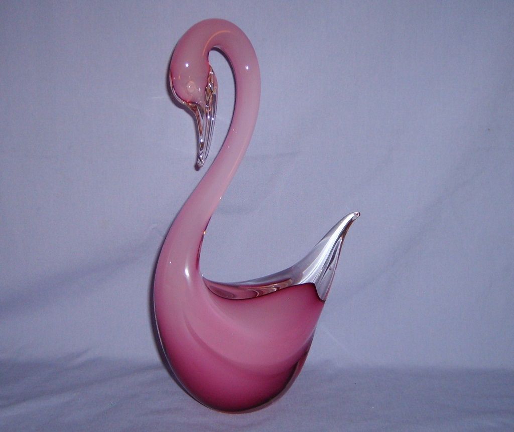 Murano Glass Seguso Pink Opalescent Sommerso Swan Large Vintage Italy Murano Glass Seguso Pink Opalescent Sommerso Swan Large Vintage Italy