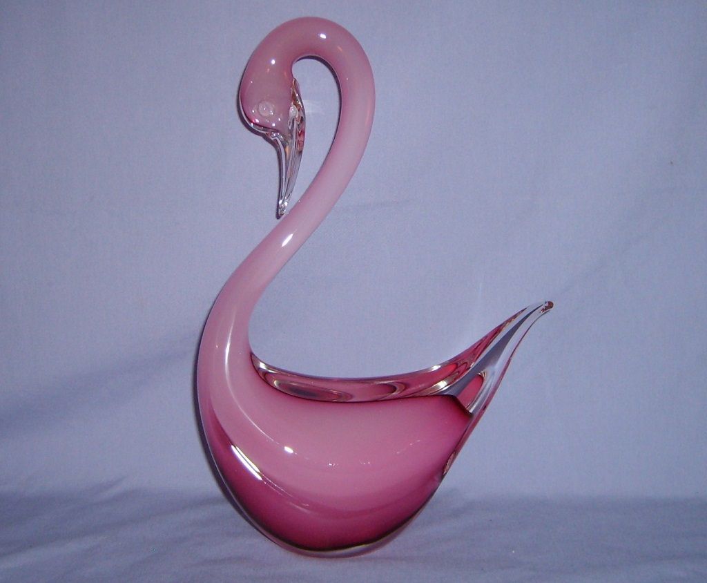 Murano Glass Seguso Pink Opalescent Sommerso Swan Large Vintage Italy Murano Glass Seguso Pink Opalescent Sommerso Swan Large Vintage Italy