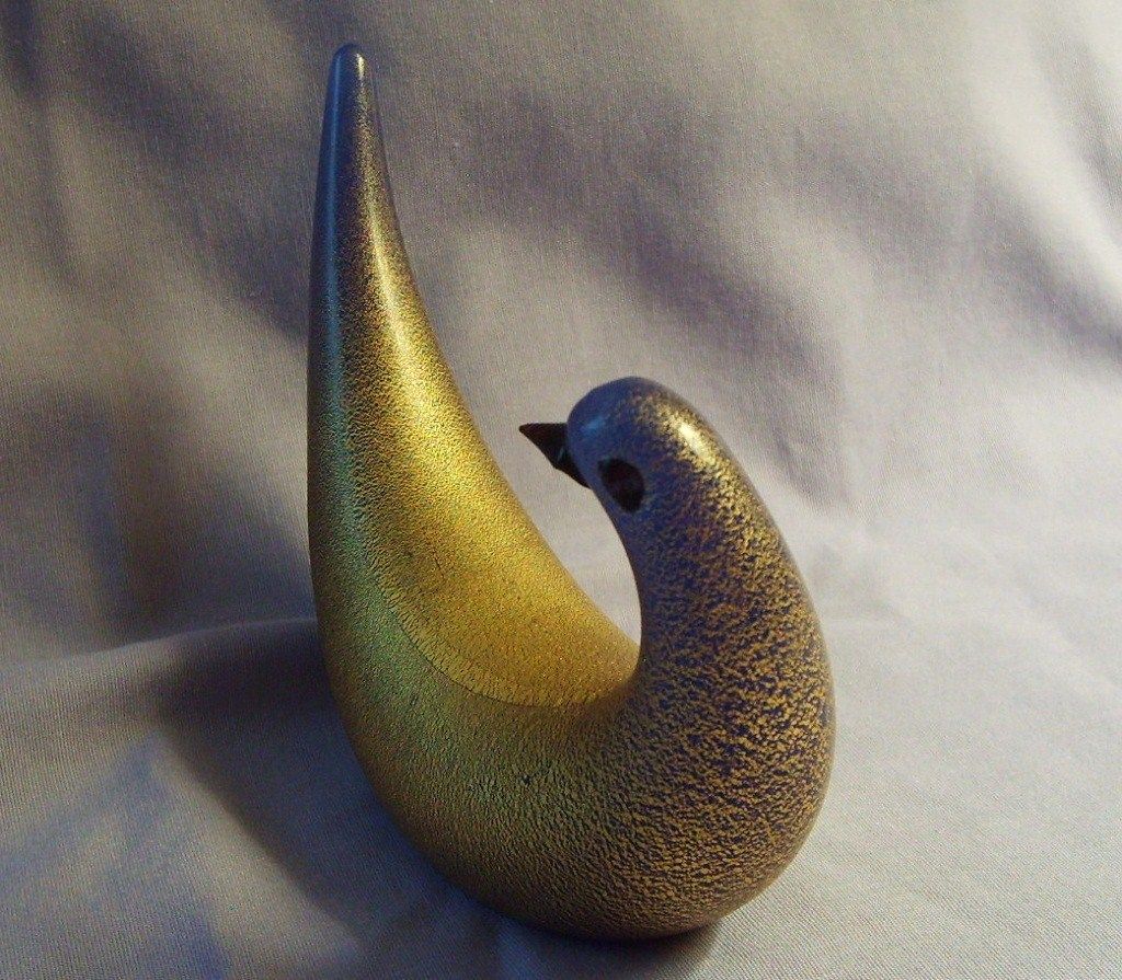 Aureliano Toso Murano Glass Bird Cobalt Blue Aventurine Vetreria Dove Aureliano Toso Murano Glass Bird Cobalt Blue Aventurine Vetreria Dove