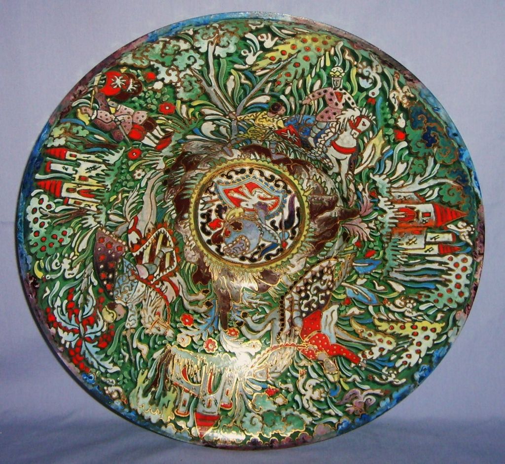 Jose Cire Royo Moser Enameled Glass Large Tazza Gilded Bronze Mount Bowl Spanish Jose Cire Royo Moser Enameled Glass Large Tazza Gilded Bronze Mount Bowl Spanish