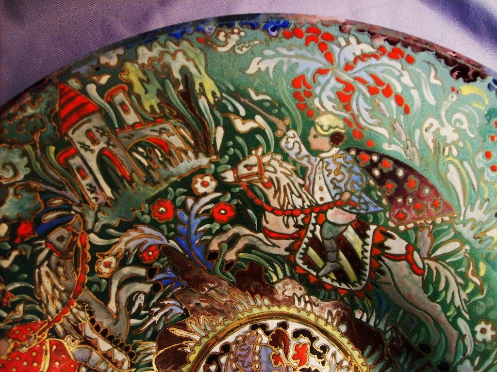 Jose Cire Royo Moser Enameled Glass Large Tazza Gilded Bronze Mount Bowl Spanish Jose Cire Royo Moser Enameled Glass Large Tazza Gilded Bronze Mount Bowl Spanish