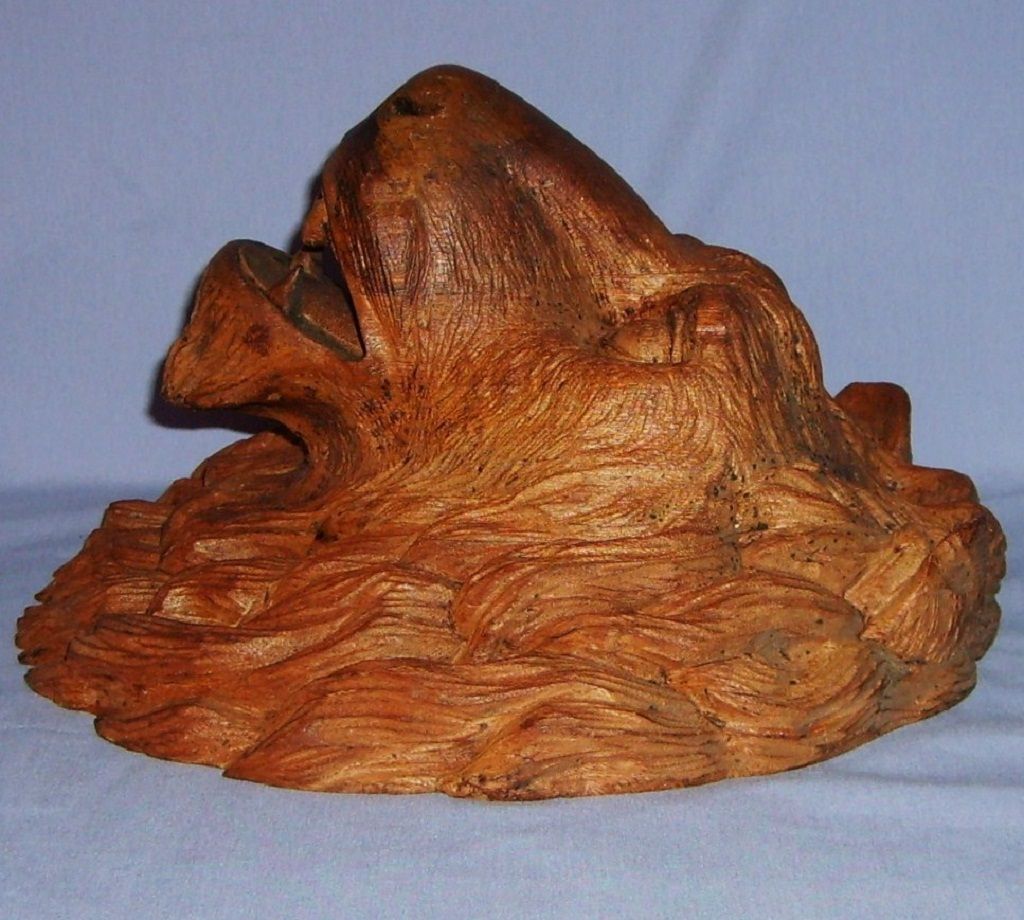 PAIR 19th Century Carved Oak Wood Lion Heads Sculpture Antique European PAIR 19th Century Carved Oak Wood Lion Heads Sculpture Antique European