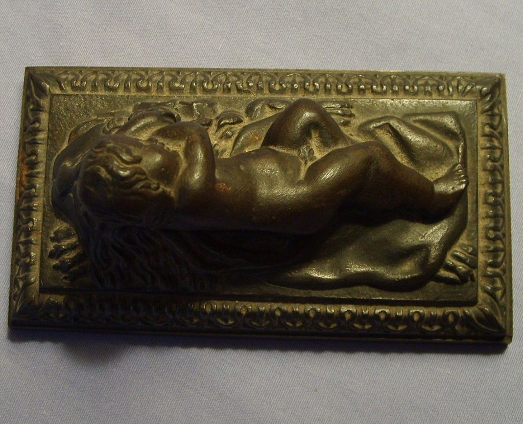 19th Century Putti Cherub Child Reclining On Lion Bronzed Metal Sculpture 19th Century Putti Cherub Child Reclining On Lion Bronzed Metal Sculpture