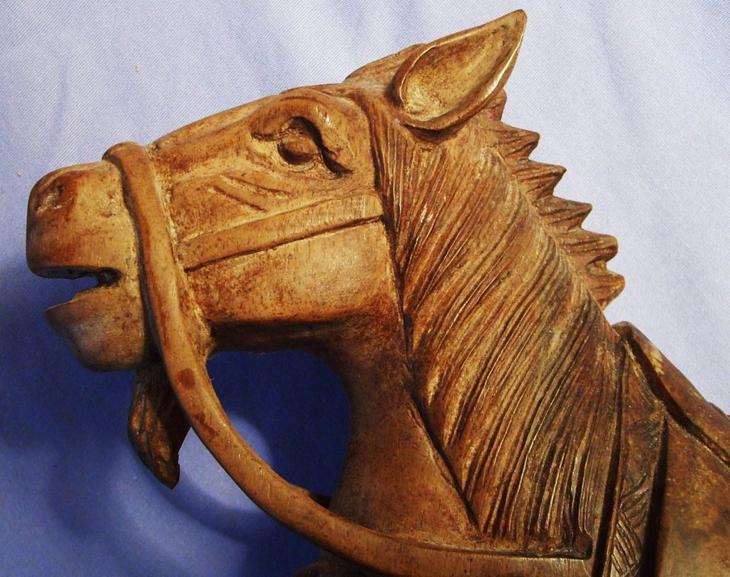 Antique Chinese Carved Wood Horse War Ceremonial Sculpture Folk Art Antique Chinese Carved Wood Horse War Ceremonial Sculpture Folk Art