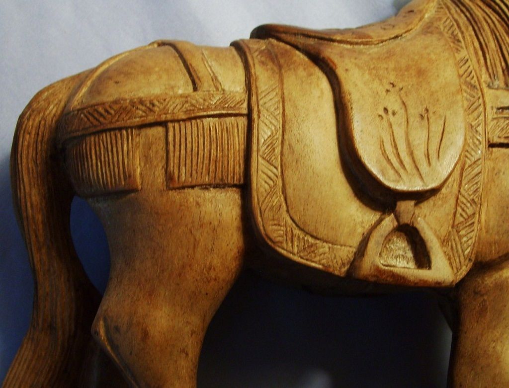 Antique Chinese Carved Wood Horse War Ceremonial Sculpture Folk Art Antique Chinese Carved Wood Horse War Ceremonial Sculpture Folk Art