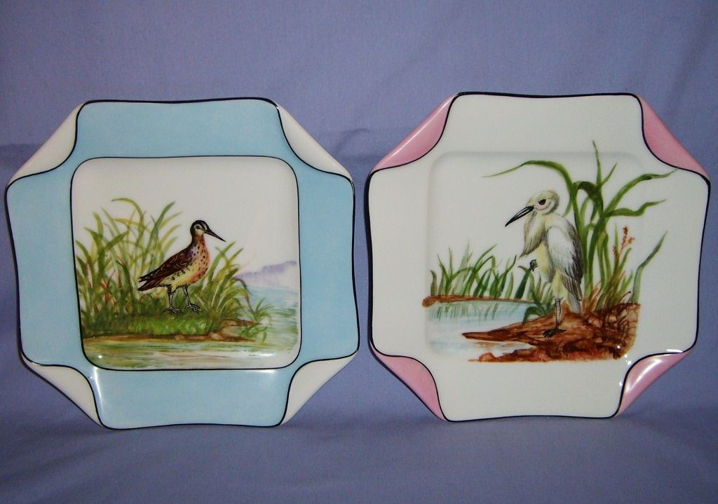 Antique Haviland Limoges Bird Plate Rare Napkin Fold Hand Painted Porcelain Blue Antique Haviland Limoges Bird Plate Rare Napkin Fold Hand Painted Porcelain Blue