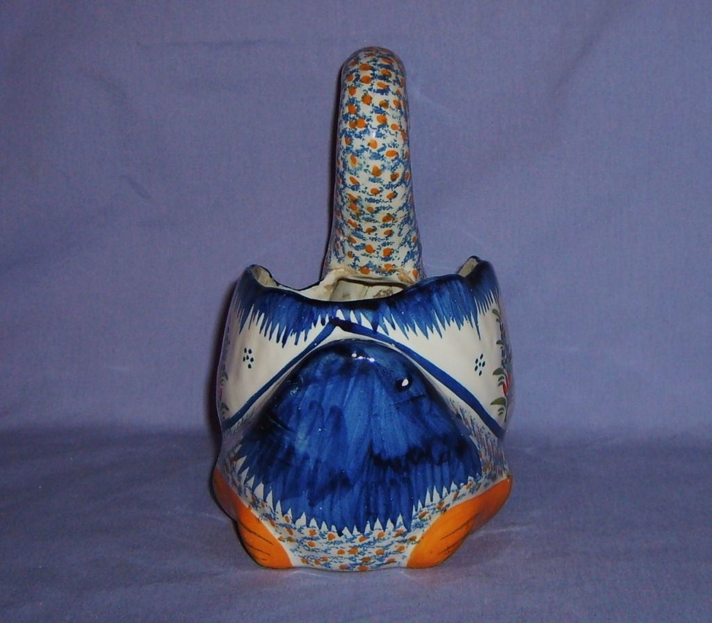 HenRiot Quimper France Large Swan Vintage #965 Breton hand painted HenRiot Quimper France Large Swan Vintage #965 Breton hand painted