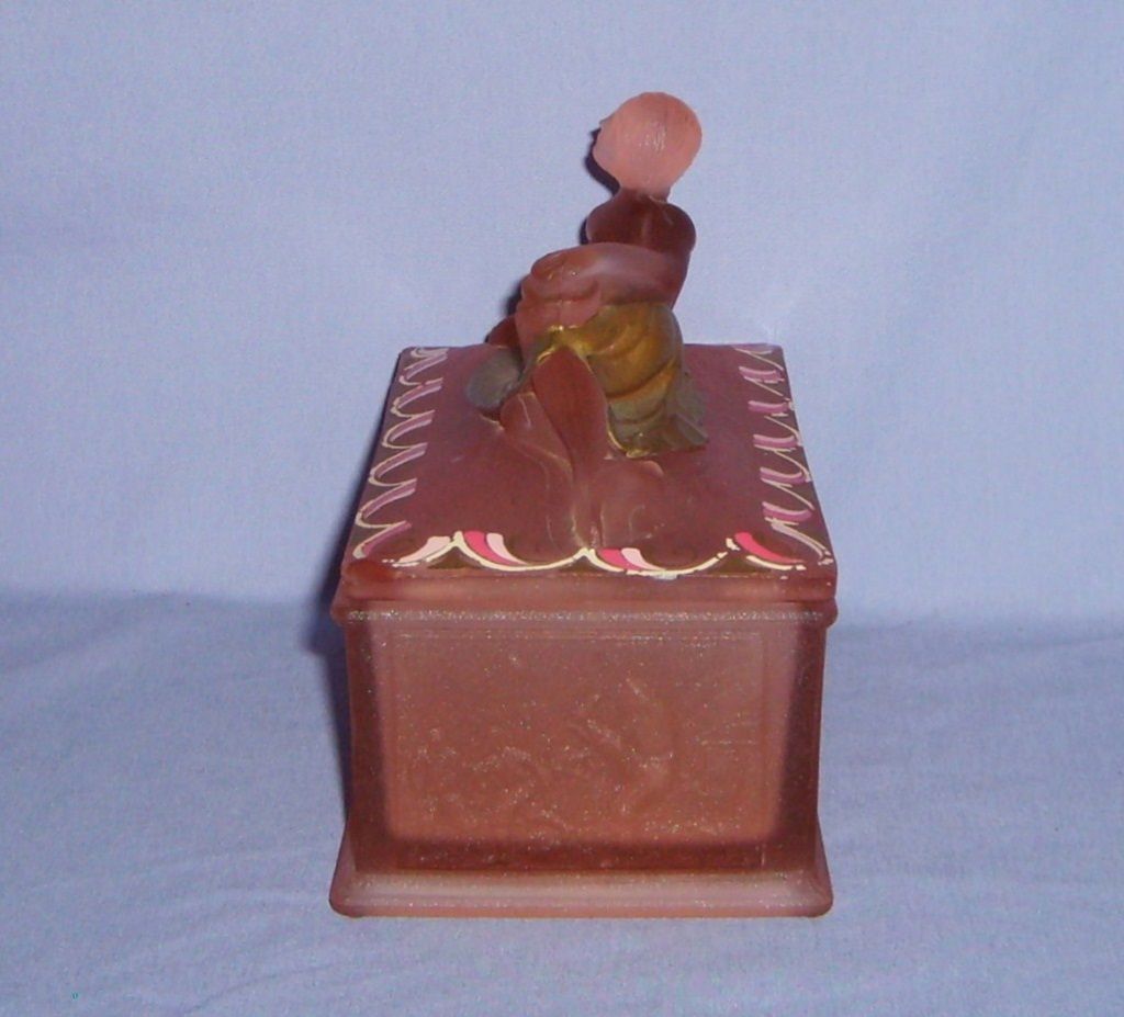 Art Deco Pink Satin Glass Tiffin Lady Dresser Box Sports Powder Jar Frosted Art Deco Pink Satin Glass Tiffin Lady Dresser Box Sports Powder Jar Frosted