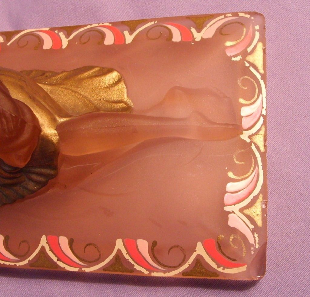 Art Deco Pink Satin Glass Tiffin Lady Dresser Box Sports Powder Jar Frosted Art Deco Pink Satin Glass Tiffin Lady Dresser Box Sports Powder Jar Frosted