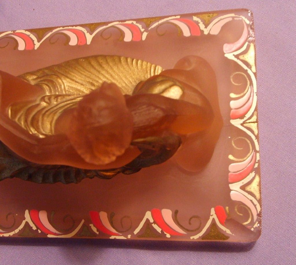 Art Deco Pink Satin Glass Tiffin Lady Dresser Box Sports Powder Jar Frosted Art Deco Pink Satin Glass Tiffin Lady Dresser Box Sports Powder Jar Frosted