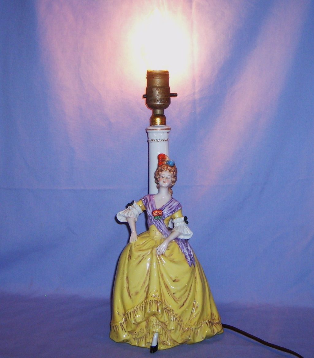Large Tall Lady Lamp Germany Porcelain Gorgeous Vintage Boudoir Vanity Table Large Tall Lady Lamp Germany Porcelain Gorgeous Vintage Boudoir Vanity Table