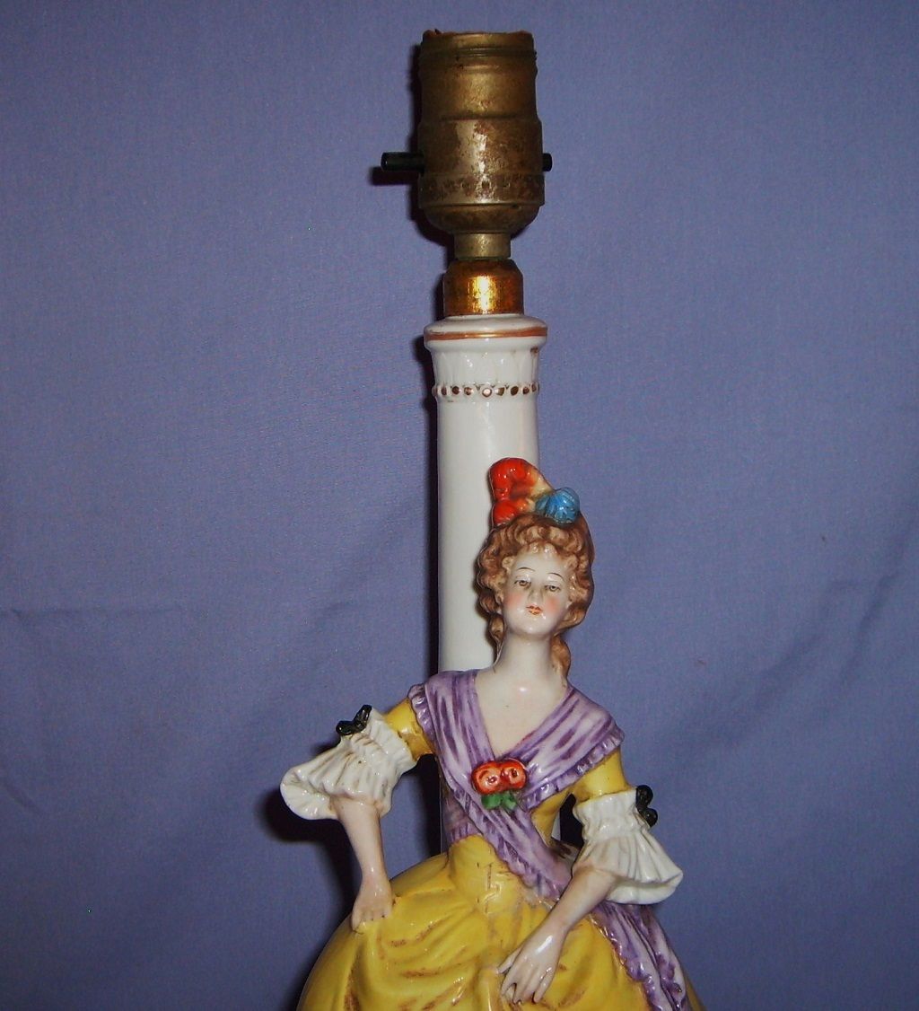 Large Tall Lady Lamp Germany Porcelain Gorgeous Vintage Boudoir Vanity Table Large Tall Lady Lamp Germany Porcelain Gorgeous Vintage Boudoir Vanity Table
