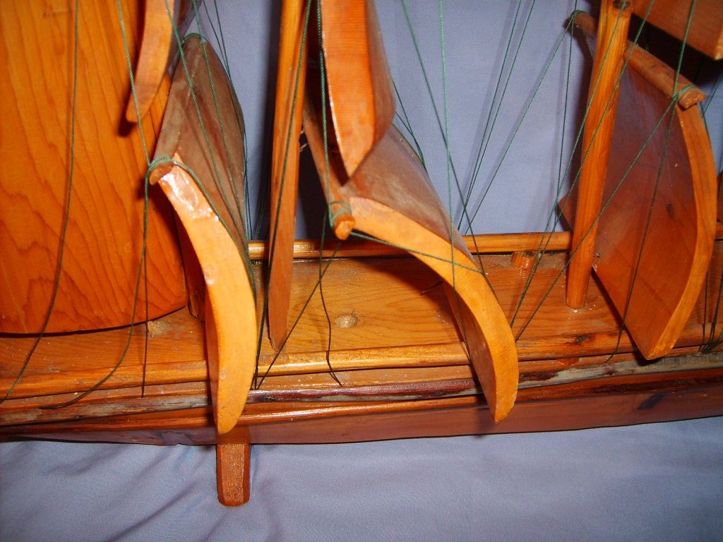 Huge Folk Art Wooden Clipper Ship Model Wood Sails Boat 39" Vintage Huge Folk Art Wooden Clipper Ship Model Wood Sails Boat 39" Vintage