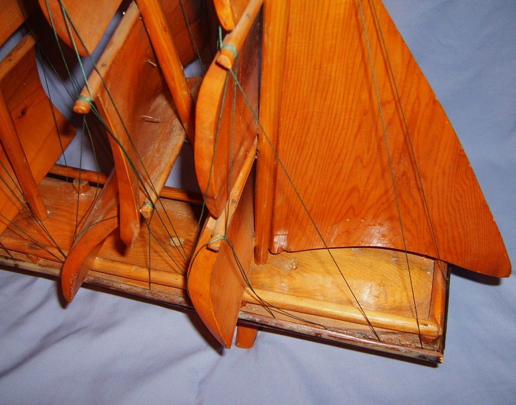 Huge Folk Art Wooden Clipper Ship Model Wood Sails Boat 39" Vintage Huge Folk Art Wooden Clipper Ship Model Wood Sails Boat 39" Vintage