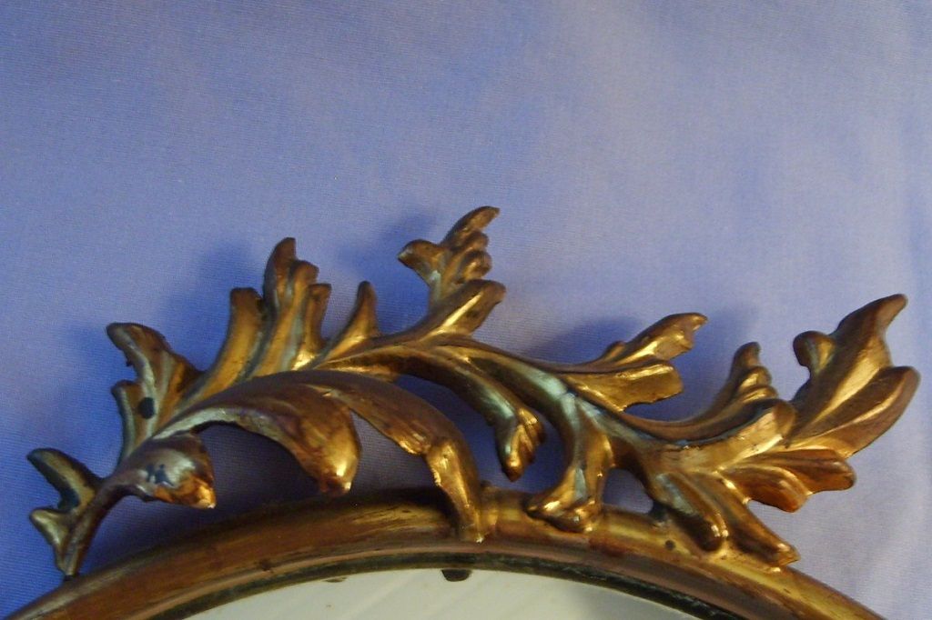 Antique Gilt Metal Mirror Rococo Large Hanging Oval Ornate Picture Photo Art Frame Antique Gilt Metal Mirror Rococo Large Hanging Oval Ornate Picture Photo Art Frame