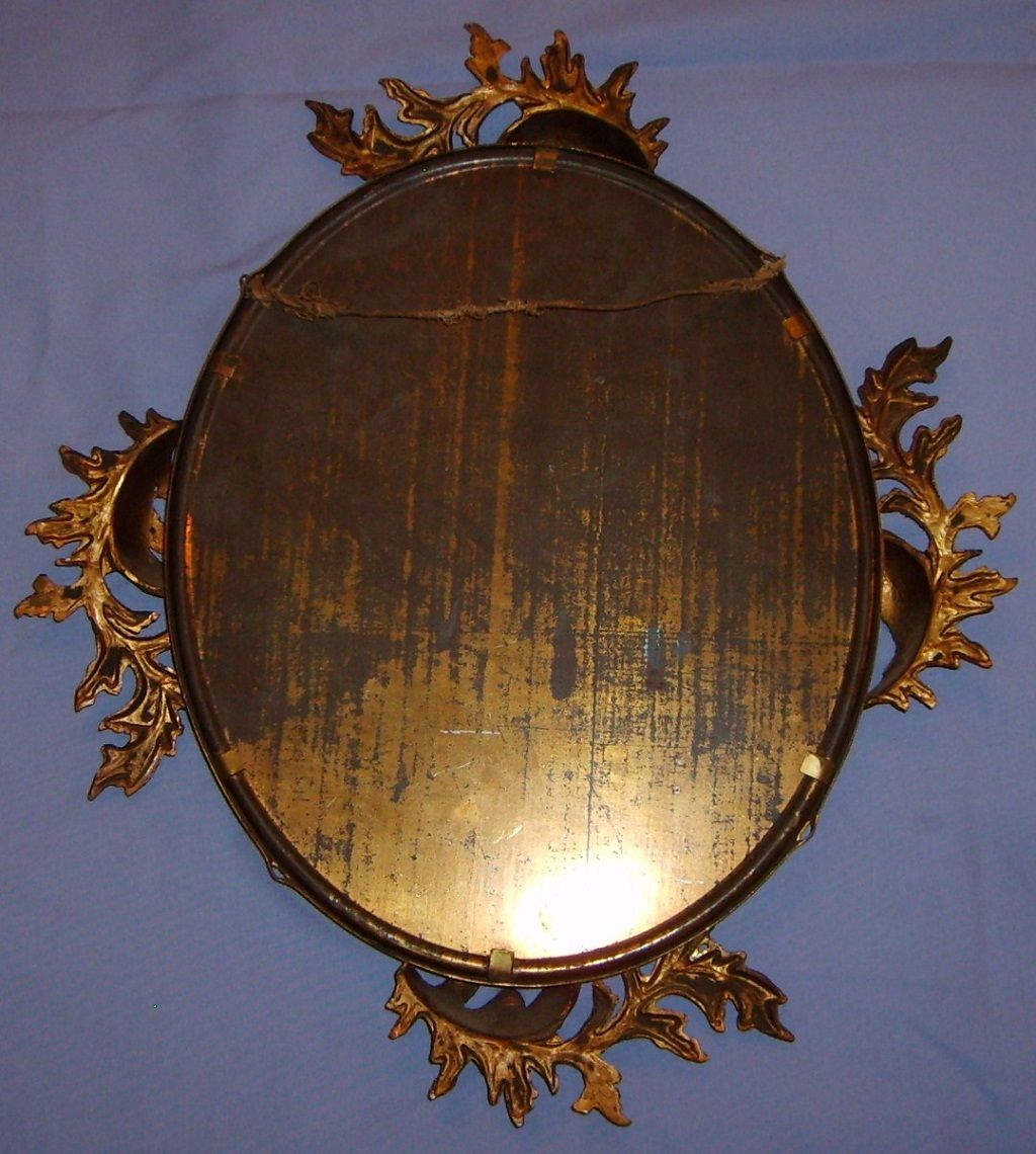 Antique Gilt Metal Mirror Rococo Large Hanging Oval Ornate Picture Photo Art Frame Antique Gilt Metal Mirror Rococo Large Hanging Oval Ornate Picture Photo Art Frame