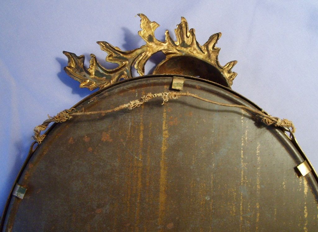 Antique Gilt Metal Mirror Rococo Large Hanging Oval Ornate Picture Photo Art Frame Antique Gilt Metal Mirror Rococo Large Hanging Oval Ornate Picture Photo Art Frame