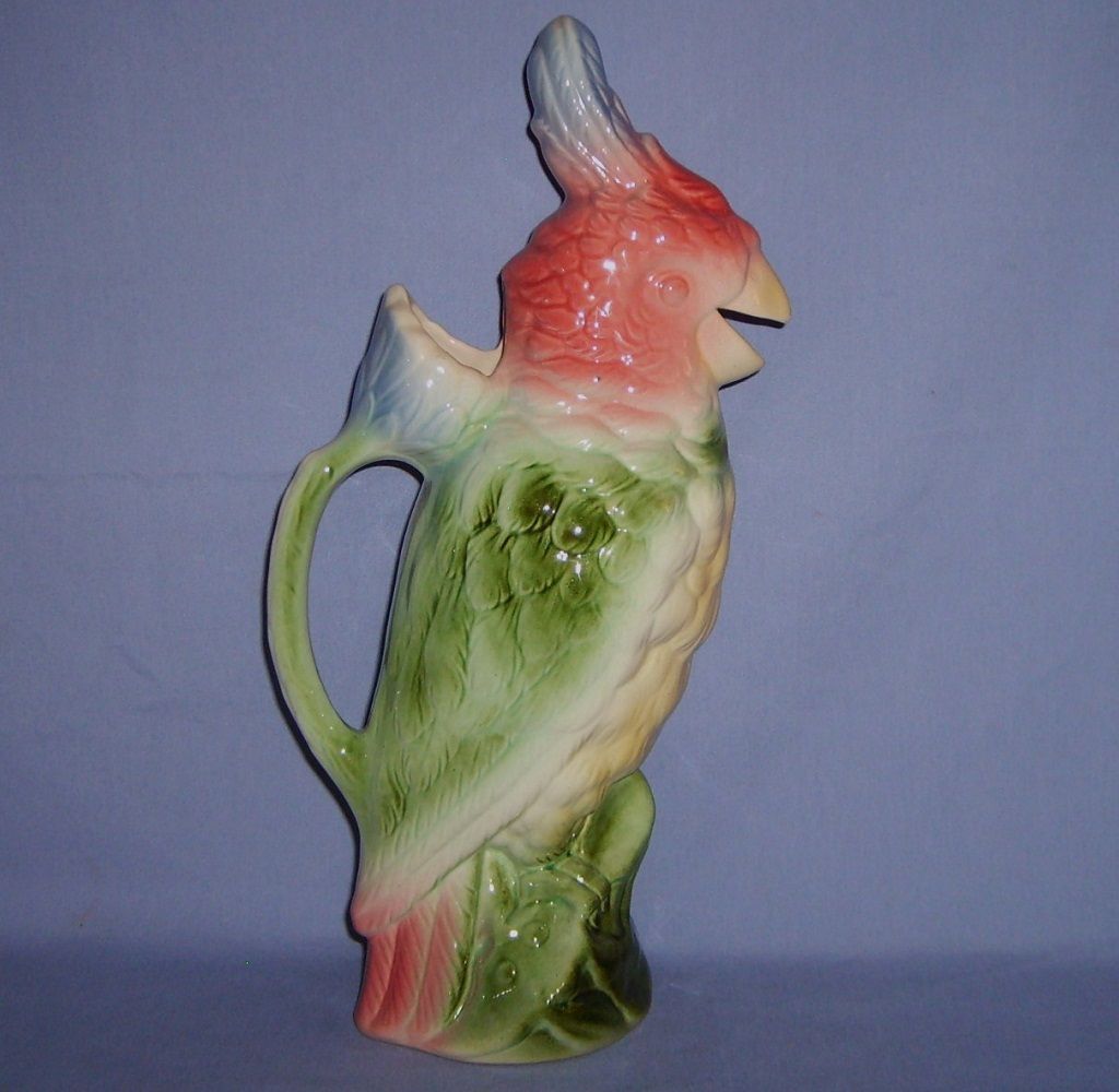 St Clement Parrot Cockatoo Bird Pitcher Majolica France French Faience Saint St Clement Parrot Cockatoo Bird Pitcher Majolica France French Faience Saint