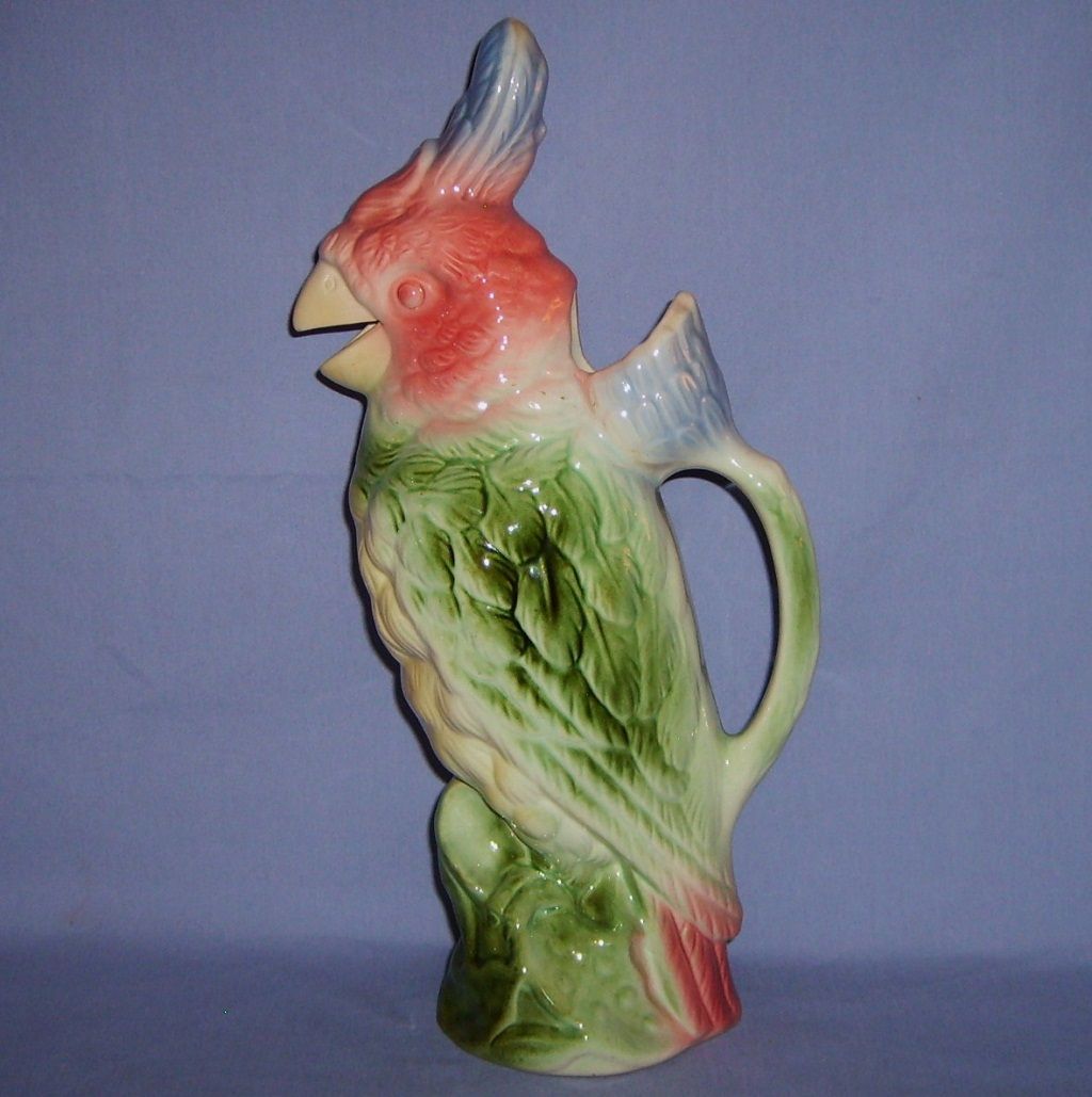 St Clement Parrot Cockatoo Bird Pitcher Majolica France French Faience Saint St Clement Parrot Cockatoo Bird Pitcher Majolica France French Faience Saint
