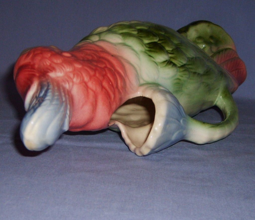 St Clement Parrot Cockatoo Bird Pitcher Majolica France French Faience Saint St Clement Parrot Cockatoo Bird Pitcher Majolica France French Faience Saint