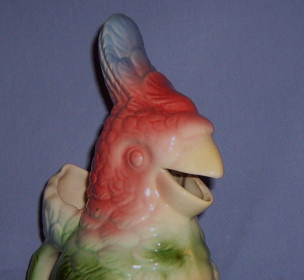 St Clement Parrot Cockatoo Bird Pitcher Majolica France French Faience Saint St Clement Parrot Cockatoo Bird Pitcher Majolica France French Faience Saint