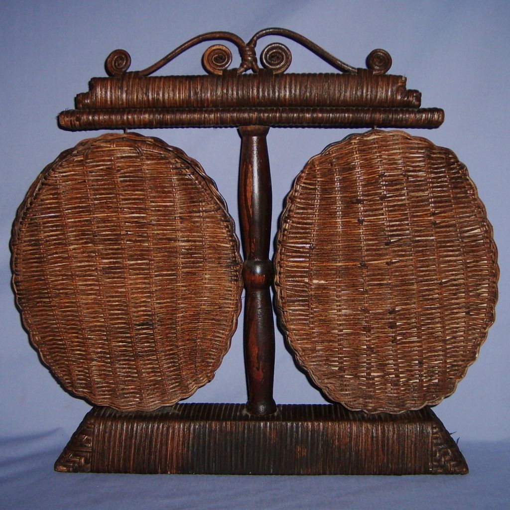 Antique Victorian Woven Wicker Picture Frame Double Large Sepia Photos Antique Victorian Woven Wicker Picture Frame Double Large Sepia Photos